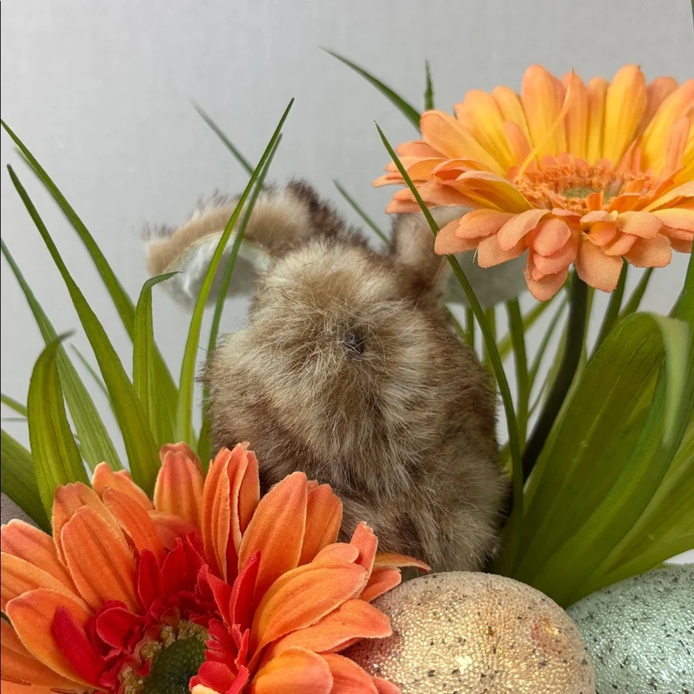Floral Easter Egg Arrangement with Orange and Pink Accents